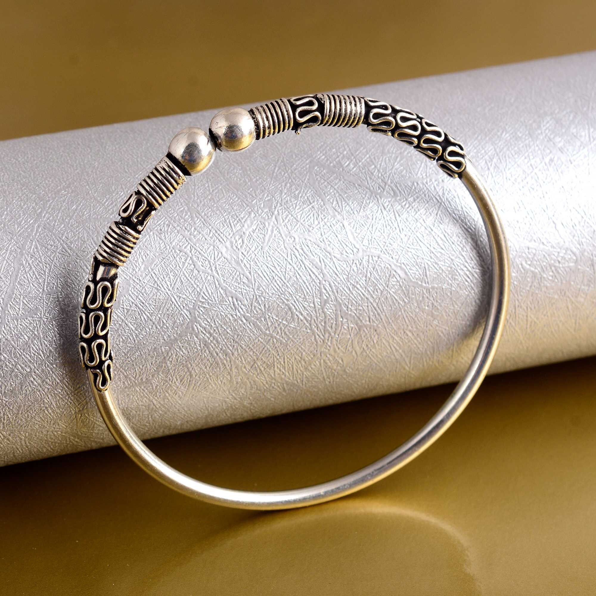 アクセサリー Indian Jewelry Stamp work Silver Bangle il_fullxfull.3360881715_n71h.jpg
