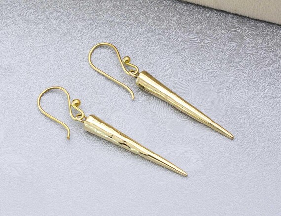 Boucles D'Oreilles Créoles Laiton Doré Martelé - Bijoux Ethniques Façon Dormeuses