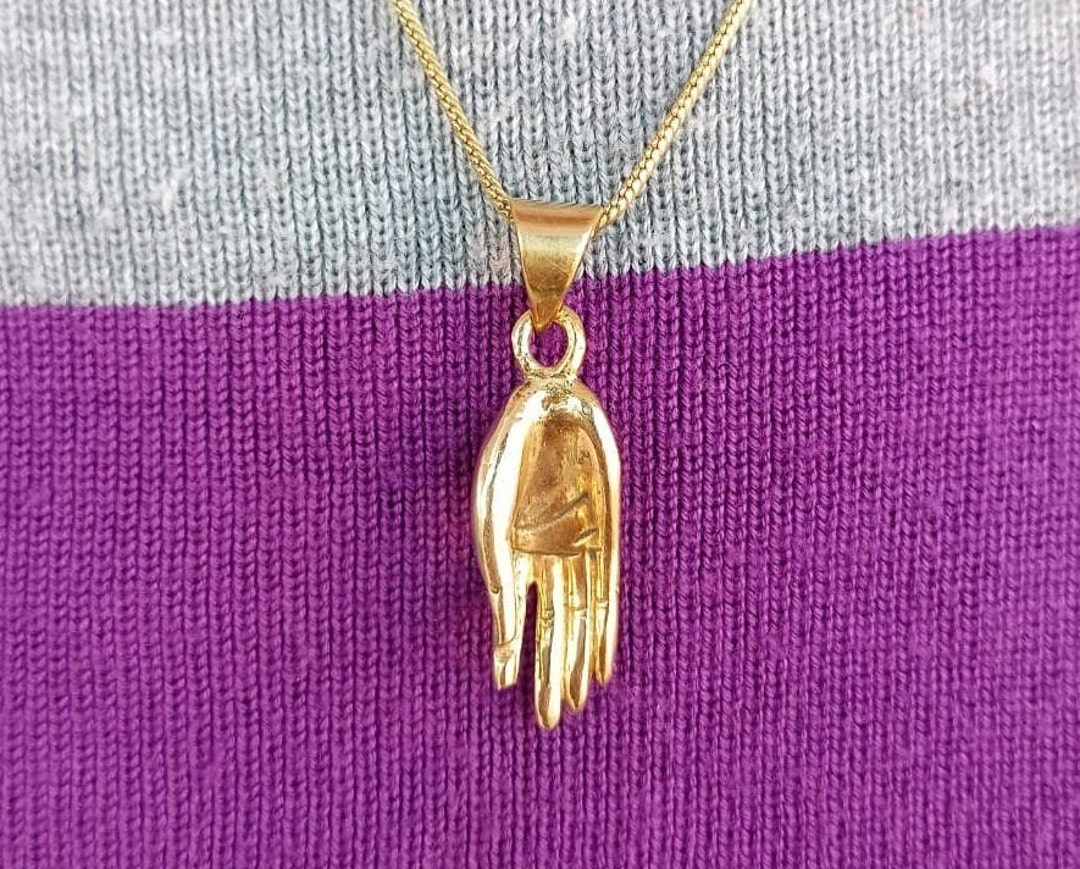 Gold Mudra Hand Necklace Gyan Mudra Hand Necklace Hand Mudra Etsy