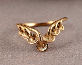 Dainty Gold Mushroom Ring: Boho Nature Brass Jewelry