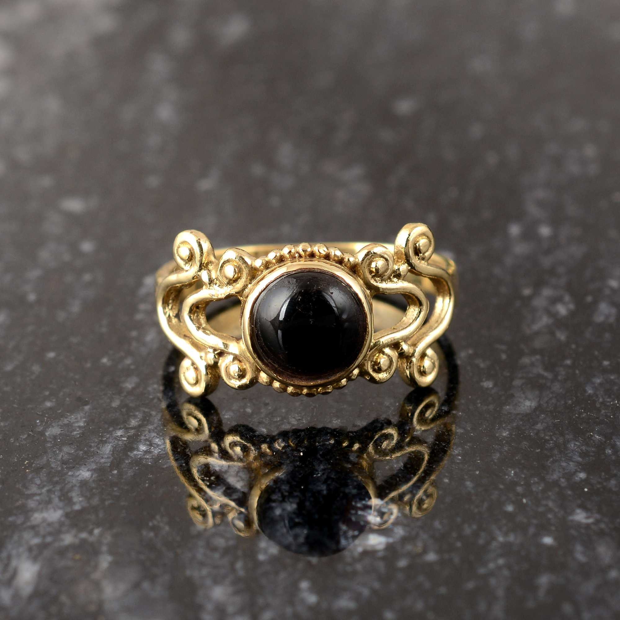 ハンドメイドの黒曜石真鍮リング：ヴィンテージデコスタイル - Etsy 日本