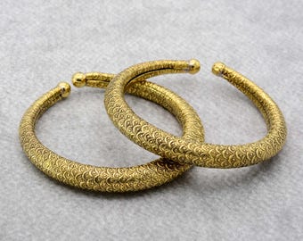 Gold Anklet Kada Bracelet for Women, Minimalist Tribal Ankle Bangle, Banjara Bold Indian Ethnic Foot Jewelry, Boho Statement Anklet