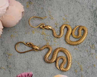 Orecchini Serpente Doratura Oro Anticato | Perla & Cristallo