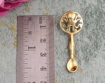 Handmade Brass Ear Spoon: Octopus Keychain Pendant