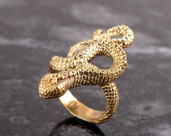 Anillo de serpiente de oro: Anillo bohemio con diseño de serpiente