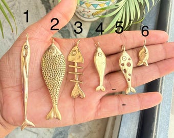 Gold Fish Necklace: Dainty Fishbone Sardine Charm