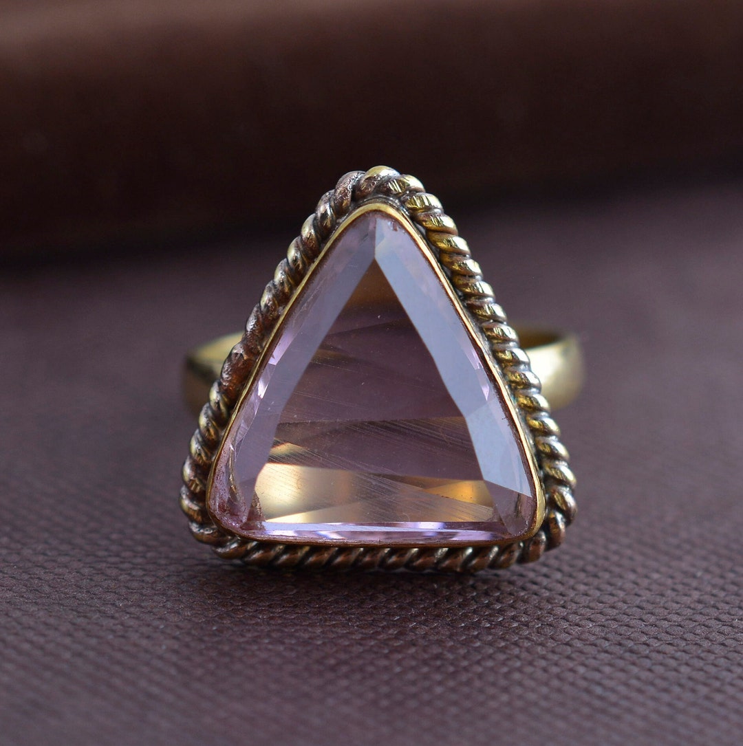 ローズクォーツ トライアングルリング ローズクォーツ トライアングルリング