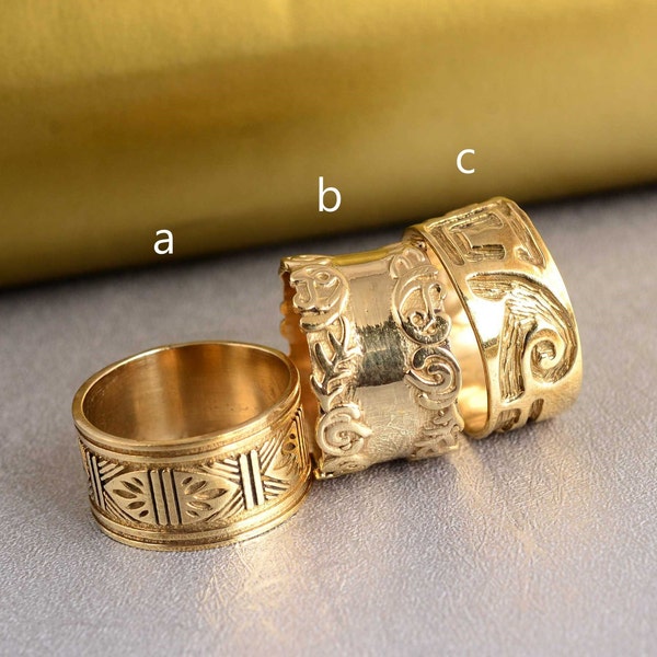 Gold wide ring, Designer ring, statement ring, wide band ring, thumb ring, gold ring