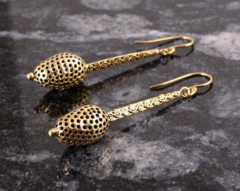Pendientes colgantes de oro: joyería nupcial minimalista con gancho