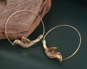 Earrings - Brass Swallow Earrings