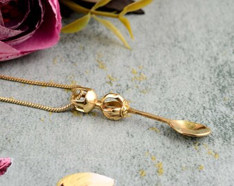 Gold Teaspoon Pendant Necklace: Delicate Everyday Jewelry