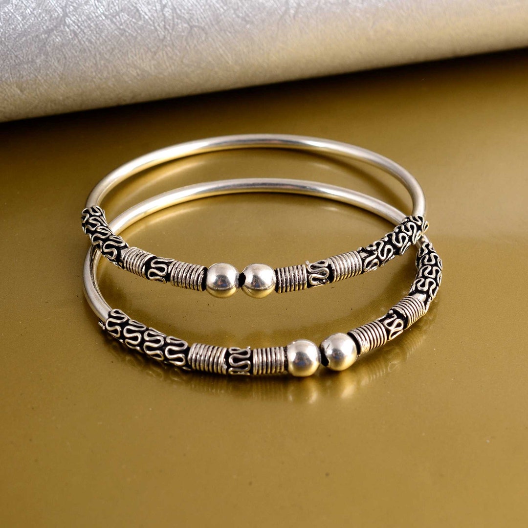Oxidized Silver Bangles: Boho Tribal Indian Jewelry - Etsy