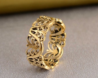 Gold Filigree Ring: Handmade Floral Vintage Style