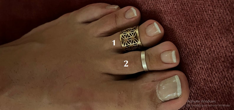Anillo del dedo del pie ajustable, anillo del dedo del pie Mandala, anillos del dedo del pie de la flor de oro, anillo del dedo del pie, accesorios del pie, anillo del pie, anillo, anillo de latón, joyería del pie imagen 1