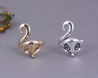 Anello regolabile Fox: anello boho avvolgente in ottone e argento