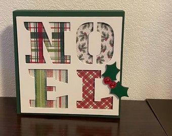 NOEL Christmas Sign, Standing Shelf Sitter, Holiday NOEL Mantle Decor