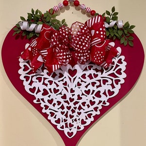 Valentine Wall or Door Hanger, Heart Shaped Wall Decor, Decorative Heart Hanging Sign, Layered Heart Hanger
