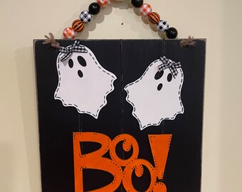 Halloween Hanging Sign, Ghosts and Boo!, Scary Ghost Sign, Halloween Decor