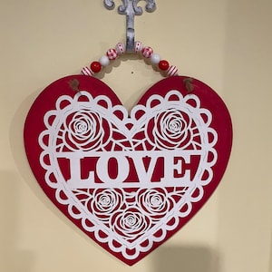 Hanging Heart Layered Sign, Valentine Wall or Door Hanger, Heart Wall Decor