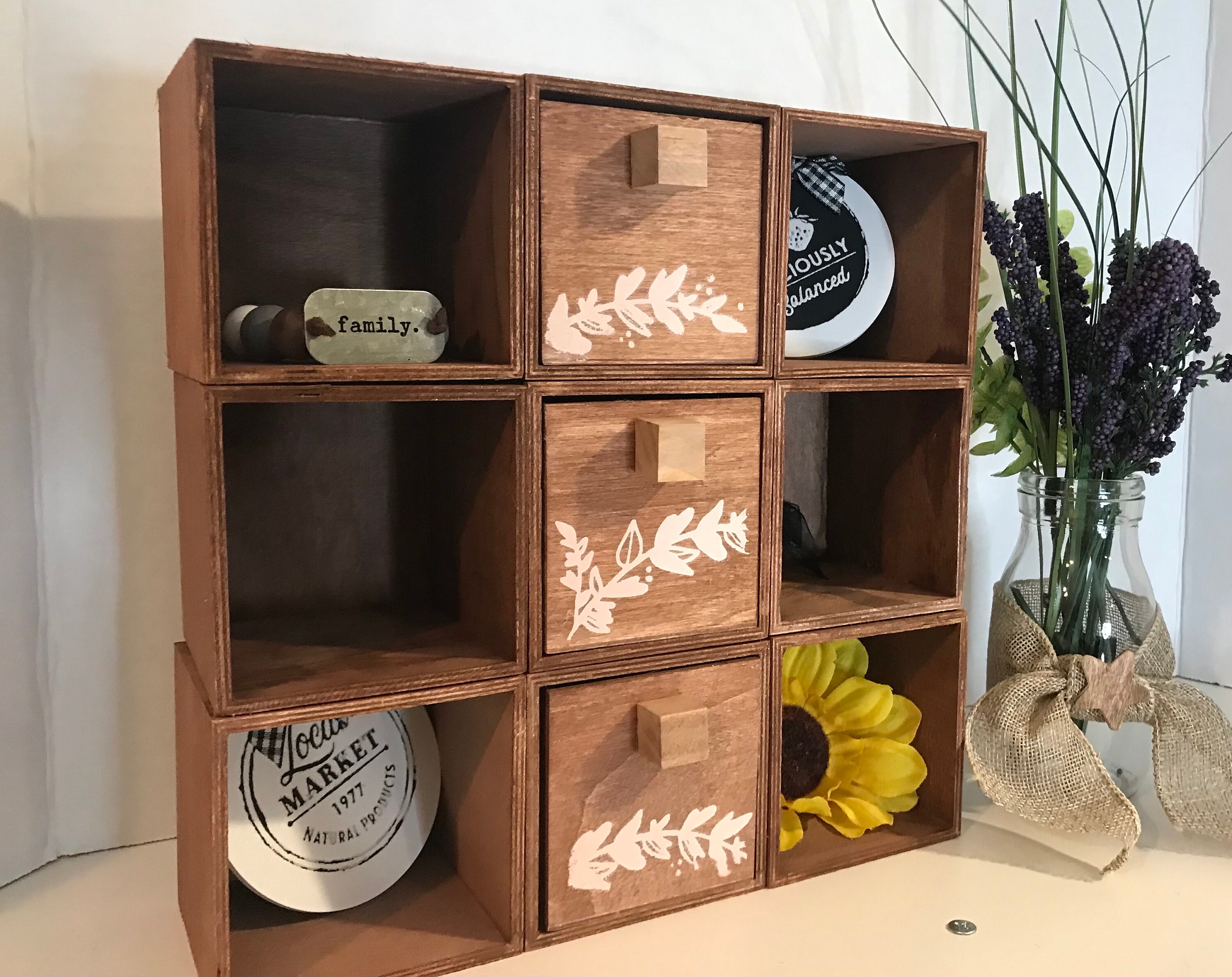 Almacenamiento de madera cubo y pantalla de cajón | Etsy