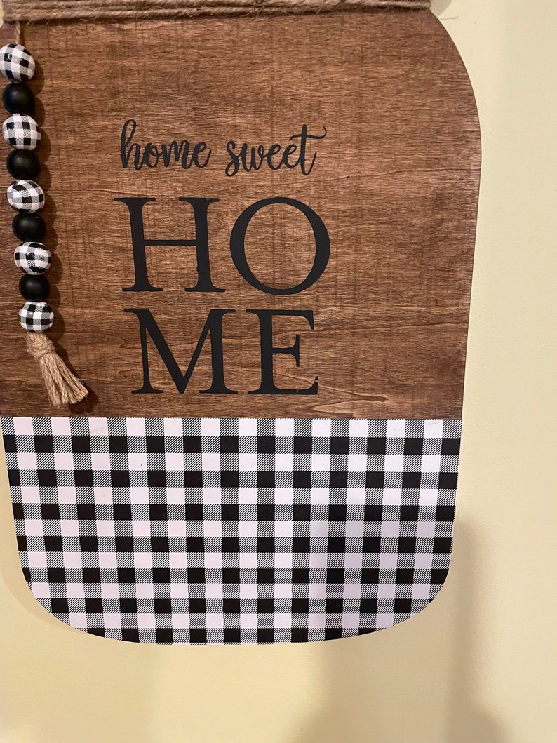Wood Mason Jar Wall Hanger Home Sweet Home Fun Wood Sign Etsy
