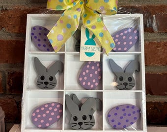 Easter Tic-Tac-Toe Set, Kids Easter Gift, Small Wood Game Set, Easter Basket Stuffer