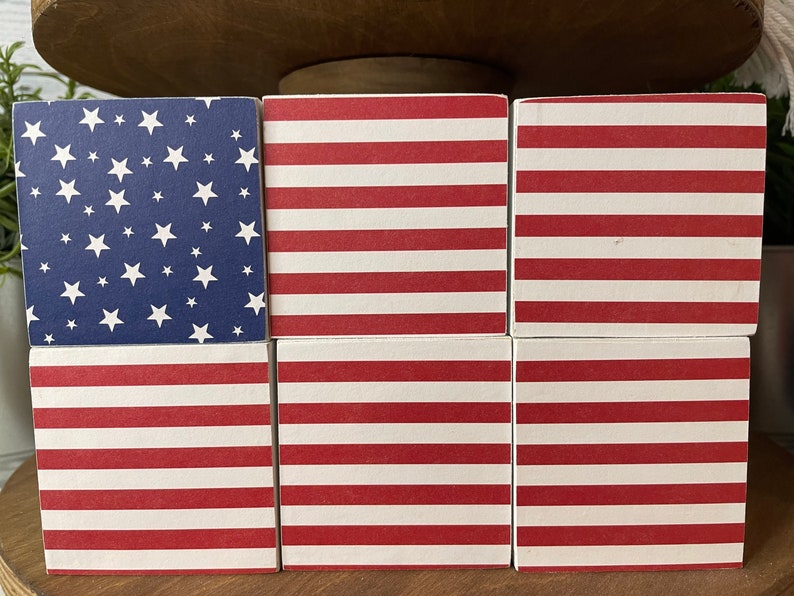 American Flag Stacking Block Set, Americano Wood Blocks, USA Patriotic ...