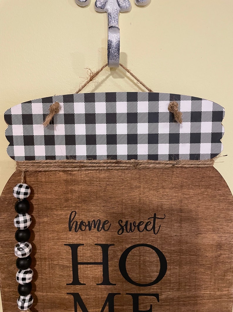 Wood Mason Jar Wall Hanger Home Sweet Home Fun Wood Sign Etsy