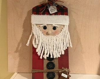 Painted Wood Santa Sign, Santa Shelf Sitter, Santa Claus Sign