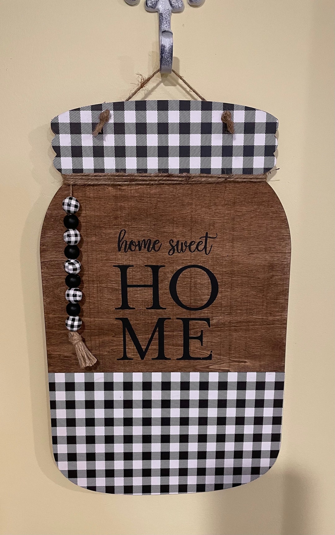 Wood Mason Jar Wall Hanger Home Sweet Home Fun Wood Sign Etsy