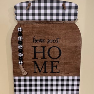 Wood Mason Jar Wall Hanger, Home Sweet Home, Fun Wood Sign Wall Hanger