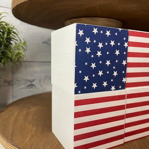American Flag Stacking Block Set, Americano Wood Blocks, USA Patriotic ...