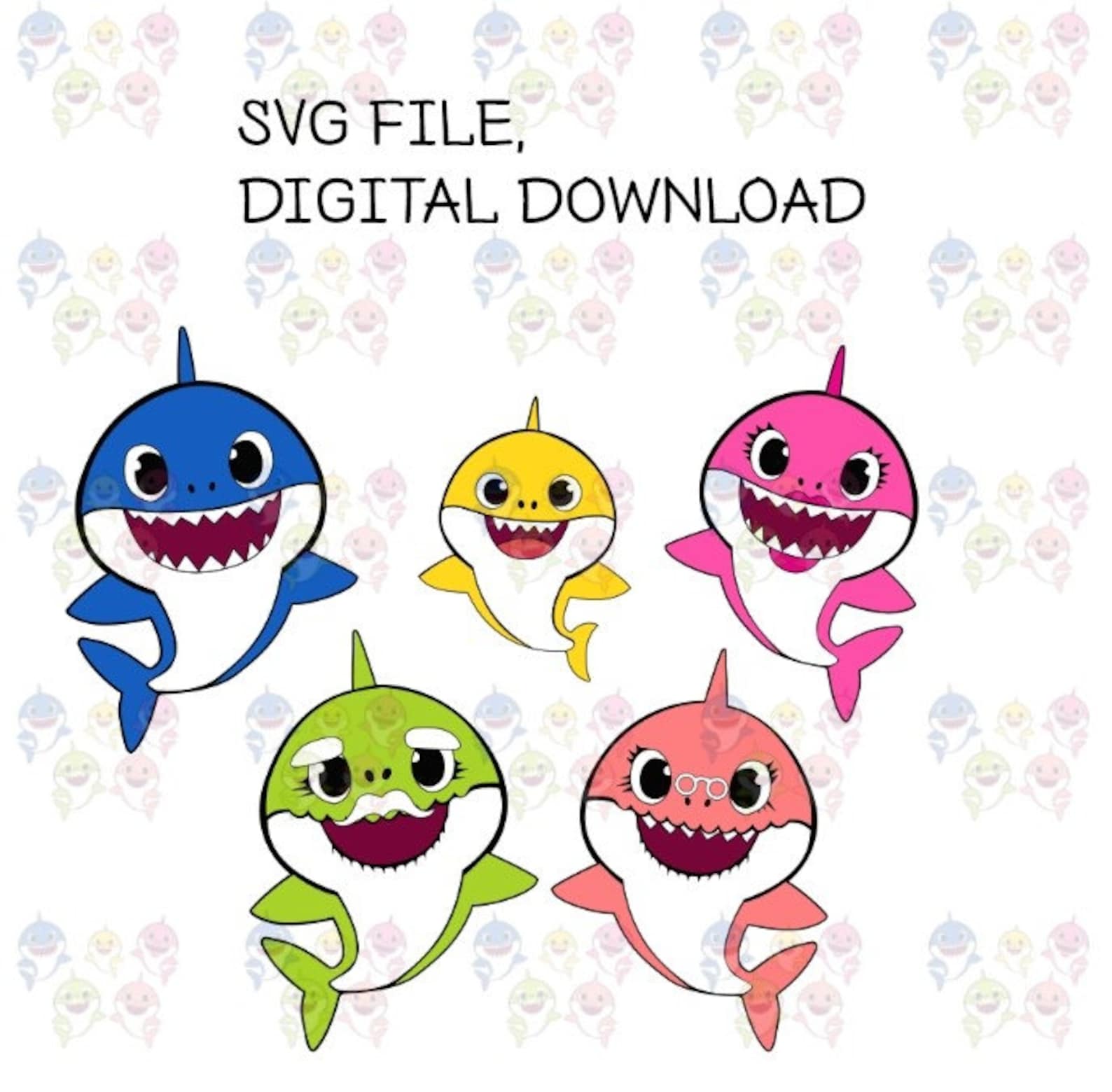 Baby Shark SVG Mommy Shark Daddy Shark Baby Shark Shark SVG | Etsy