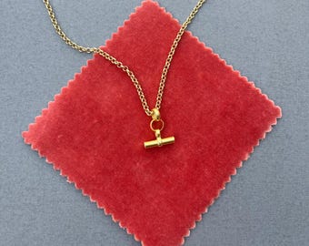 18k gold filled rolo chain bambi T-bar necklace,  vintage style necklace, jewellery gift