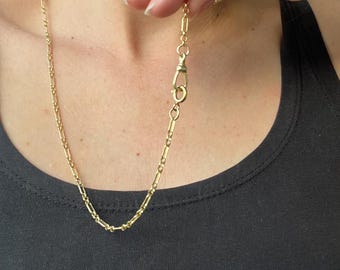 18k gold filled albert chain necklace, albert watch chain, pocket watch chain, vintage gold chain style, charm charm holder