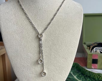 Silver fancy Chain lariat Necklace, removable drop chains, charm holder jewellery, vintage inspired charm holder necklace, gifts for her