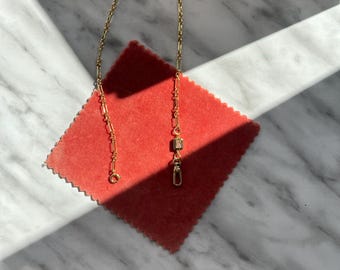 18k Gold Filled Albert swivel clasp with GEM and spring ring clasp, Chain Necklace: charm holder jewellery, Vintage Style Pocket Watch Chain