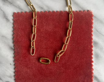 Collar con cadena de clip de papel chapado en oro con conector de mosquetón, collar con dije, regalos para ella