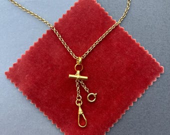 18k Gold Filled charm holder necklace, t-bar and albert clasp rolo necklace, Vintage Style Chain  with Charm Holder, gifts for her