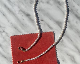Pearl Necklace with 18K Gold Filled albert clasps, charm holder necklace, gifts for her, bridal, grey and white pearl jewellery