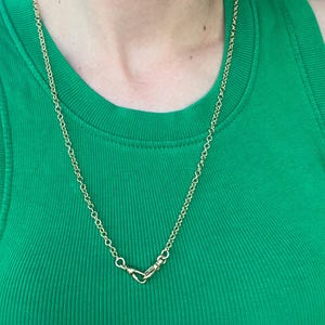 18k gold filled albert chain necklace, albert watch chain, pocket watch chain, vintage gold chain style, charm necklace, charm holder