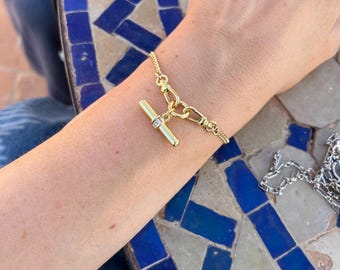 Gold filled T-bar Chain Bracelet with Albert clasps, vintage inspired jewellery,  jewellery gift, gifts for her