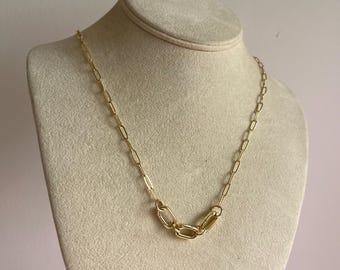 Collar con cadena tipo clip chapado en oro de 18k con cierre de mosquetón, regalo de joyería, regalos para ella