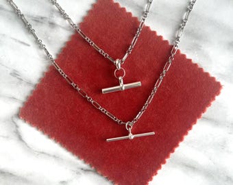 Sterling silver T-Bar necklace, fancy chain necklace, jewellery gift, gifts for her