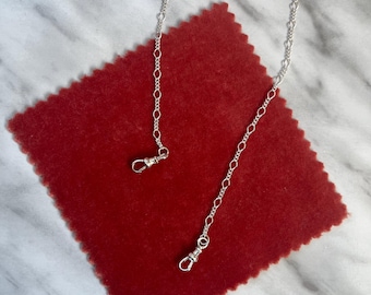 Sterling silver Teenie Albert swivel Chain Necklace: Vintage Pocket Watch Style, charm holder jewellery, gifts for her