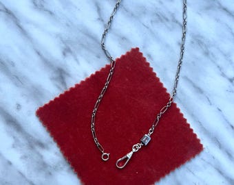 Sterling silver Albert swivel clasp with GEM and spring ring clasp, Chain Necklace: charm holder jewellery, Vintage Style Pocket Watch Chain