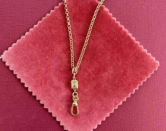 Gold filled rolo chain necklace with Albert lobster clasp and gemstone, charm holder layering,  jewellery gift, gifts for her