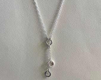 Sterling silver cable chain lariat Necklace, removable drop chains, charm holder necklace,  charm holder necklace