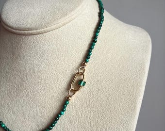 Malachite Bead Choker, 24k Gold Filled Clasp, Gemstone Jewelry,  jewellery gift, gifts for her