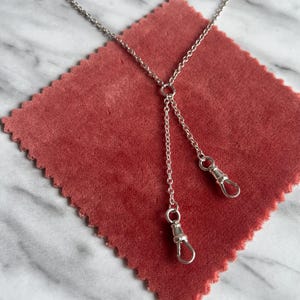 Sterling silver chain necklace with two Albert lobster clasps, charm holder layering jewellery gift, gifts for her
